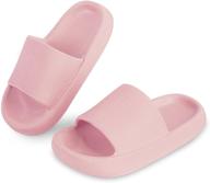 menore kids toddler pillow sandals – quick drying open toe soft non-slip cushioned thickened summer slides beach pool house slippers for girls and boys – indoor & outdoor use logo