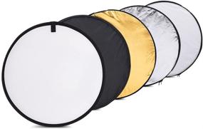img 4 attached to Andoer 24-Inch 60cm 5 in 1 Portable Photography Light Reflector with Gold, Silver, White, Black, and Translucent Surfaces for Studio Photo Lighting - Collapsible Design
