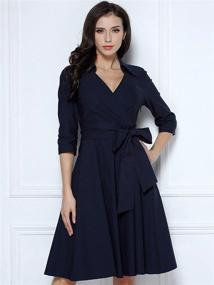 img 2 attached to Miusol Deep V Sleeve Vintage Classical Women's Clothing: Unveiling Timeless Elegance