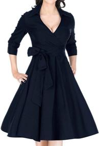 img 3 attached to Miusol Deep V Sleeve Vintage Classical Women's Clothing: Unveiling Timeless Elegance