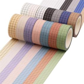 img 2 attached to 🎨 Knaid Grid Washi Tape Set - 14 Rolls of 15mm Wide Decorative Colored Masking Tapes Ideal for Scrapbooking, DIY Decor & Crafts, Bullet Journals, Planners, Junk Journaling, Gift Wrapping