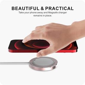 img 1 attached to KINGRUNNING Stand for MagSafe Charger Pad - Sturdy Metal Holder for iPhone 12, Wireless Charging Protective Case - Rose Gold