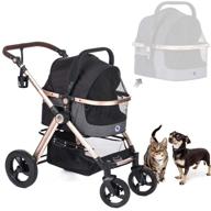 🐾 hpz pet rover prime 3-in-1 luxury pet stroller (travel carrier + car seat + stroller) with detachable carrier, pump-free rubber tires, aluminum frame, reversible handle - ideal for medium & small dogs and cats (black) logo