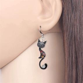 img 3 attached to 🎀 Dazzle with DUOWEI Enamel Cute Bow-knot Kitten Cat Earrings: Perfect Charms for Women, Girls, and Teens - Ideal Birthday or Holiday Gifts