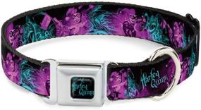 img 2 attached to 🐶 Adjustable Sizes Dog Collar - Seatbelt Buckle Harley Quinn Pow Aiming Poses Joker Black Turquoise Fuchsia - Ideal for Small, Medium, and Large Dogs