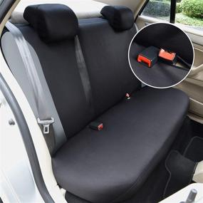 img 2 attached to 🚗 Waterproof Rear Bench Seat Cover - Water Resistant Fit for Seat Protection - Quick Install for Cars, SUVs, Trucks - Black and Gray - 3 PC