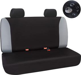 img 4 attached to 🚗 Waterproof Rear Bench Seat Cover - Water Resistant Fit for Seat Protection - Quick Install for Cars, SUVs, Trucks - Black and Gray - 3 PC