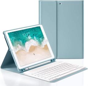 img 4 attached to 🔵 Wireless Bluetooth Keyboard Case for iPad 2017/2018/Air1/Air2 9.7 inch - Detachable iPad Keyboard Case with Pencil Holder (Blue) - iPad 9.7 5th / 6th Gen