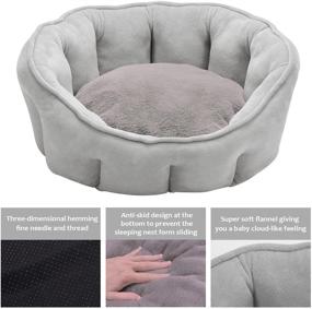 img 3 attached to HAWSON Small Dog and Cat Bed: Cozy 18-inch Round Warmth Bed for Indoor Cats and Small Dogs, Washable Soft Pet Sofa Bed in Gray with Anti-Slip & Water-Resistant Bottom