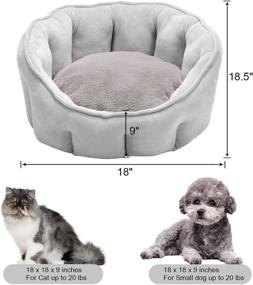 img 2 attached to HAWSON Small Dog and Cat Bed: Cozy 18-inch Round Warmth Bed for Indoor Cats and Small Dogs, Washable Soft Pet Sofa Bed in Gray with Anti-Slip & Water-Resistant Bottom