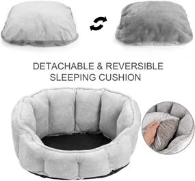 img 1 attached to HAWSON Small Dog and Cat Bed: Cozy 18-inch Round Warmth Bed for Indoor Cats and Small Dogs, Washable Soft Pet Sofa Bed in Gray with Anti-Slip & Water-Resistant Bottom