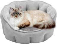 hawson small dog and cat bed: cozy 18-inch round warmth bed for indoor cats and small dogs, washable soft pet sofa bed in gray with anti-slip & water-resistant bottom logo