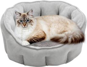 img 4 attached to HAWSON Small Dog and Cat Bed: Cozy 18-inch Round Warmth Bed for Indoor Cats and Small Dogs, Washable Soft Pet Sofa Bed in Gray with Anti-Slip & Water-Resistant Bottom