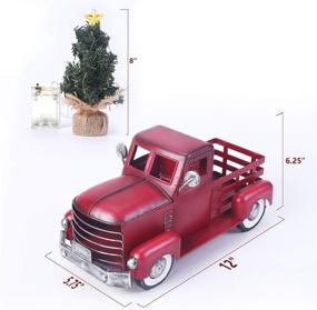 img 3 attached to Vintage Farmhouse Red Metal Truck Christmas Decor with LED Christmas Tree Ornament – Table Top Centerpiece for Perfect Christmas Decorations