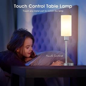 img 2 attached to 🏮 VEYFIY Touch Table Lamp with Glass Shade - Ideal for Bedroom, Living Room, Dorm, and Home Office Decor!