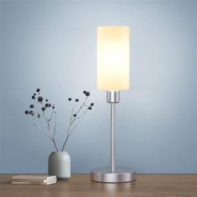 img 4 attached to 🏮 VEYFIY Touch Table Lamp with Glass Shade - Ideal for Bedroom, Living Room, Dorm, and Home Office Decor!