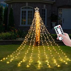 img 4 attached to 🎄 Decute Outdoor String Lights, 8 Modes & Timer, Remote Control, Waterproof 320 LED Christmas Tree Lights Star Lights for Yard Garden Backyard Wedding Holiday Decor, Warm White