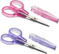 🔪 pafason 4" stainless steel detail craft scissors set: straight & precise tips, safety cap, ergonomic handle - ideal for paper cutting, sewing, crafting, quilting logo