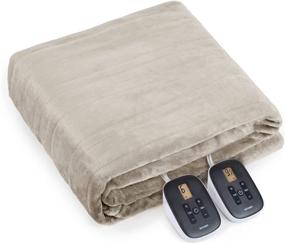 img 3 attached to 🔥 WOOMER King Size Electric Heated Throw Blanket - Dual Controllers, 10 Heat Levels, Fast Heating, Auto Off, Over-Heat Protect - 100% Soft Velvet, Machine Washable