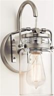 💡 kichler brinley 11.5" 1 light wall sconce: sleek brushed nickel design with clear glass логотип