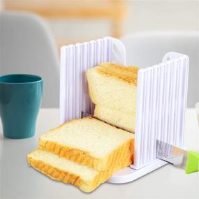 img 3 attached to 🍞 Conveniently Slice Homemade Bread with the Akamino Bread Slicer: Folding & Adjustable Thickness Cutter (White)