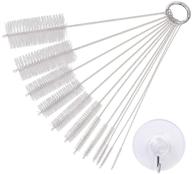 ezakka tube cleaning brushes - 9.8 inch, set of 12 pipe bottle brush, with 45mm transparent suction cup hook - perfect for drink straws (white) logo