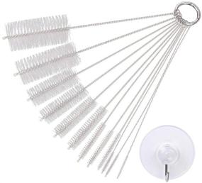 img 4 attached to eZAKKA Tube Cleaning Brushes - 9.8 Inch, Set of 12 Pipe Bottle Brush, with 45mm Transparent Suction Cup Hook - Perfect for Drink Straws (White)