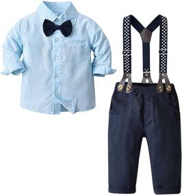 img 4 attached to 👔 Suspender Clothing Sets for Toddler Boys: Clothes with Sleeves for Better Style and Comfort