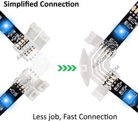 img 2 attached to 🔌 10 Pack 90 Degree LED Strip Corner Connectors L Shape 10mm: Solderless 4 Pin L Shaped LED Connectors for SMD5050 RGB LED Strip Lights 5V/12V by AWSOM