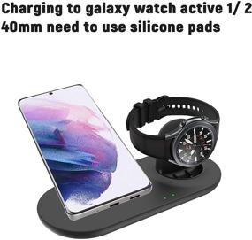 img 2 attached to Wireless Charger for Samsung Galaxy Watch 3, Active 1/2, Gear S3, and Phone - EloBeth Charger Stand, Compatible with S21/S20/S10/S10e/S9/S8 Note10/9/8/Buds 2