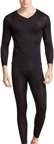 img 4 attached to 👕 Mulberry Silk V-Neck Men's Long Johns – Silk Thermal Underwear Sets & Base Layer