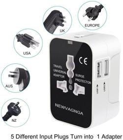 img 2 attached to 🔌 Universal Travel Adapter with Dual USB Ports - All in One AC Wall Charger Plug for Cell Phone Laptop - Universal Compatibility for USA EU UK AUS