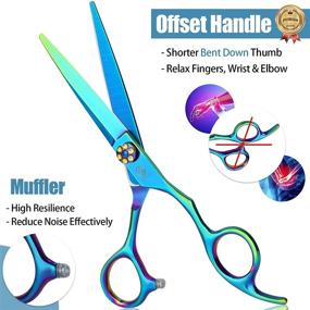 img 2 attached to 💇 Professional Hair Cutting Shears Set - Stylist Barber Scissor Kit for Men, Women, Kids - Thinning Texturizing Blending Shears included - 6 Inch Green Hairdressing Set (2pcs)