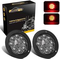 🚦 partsam 2pcs 4 inch round red led trailer tail lights - flange mount, smoke lens, 12 red led, turn stop brake, waterproof for rv trucks logo