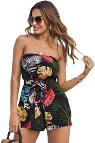 img 4 attached to SheIn Shoulder Strapless Tropical Jumpsuit