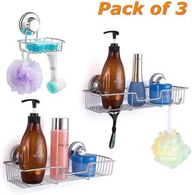 img 3 attached to 🛁 Rustproof Stainless Steel SANNO Suction Cups Shower Caddy: Versatile Bathroom and Kitchen Storage Solution for Shampoo, Conditioner, Soap, and More!