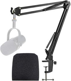 img 4 attached to 🎤 MV7 Boom Arm Pop Filter - Mic Stand Foam Windscreen for Shure MV7 Microphone by YOUSHARES