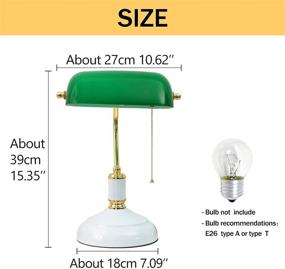 img 2 attached to Vintage Handmade Green Glass Bankers Lamp with Pull Chain Switch – Traditional Table Light for Office, Library, Antique Style Desk Lamps