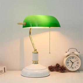 img 3 attached to Vintage Handmade Green Glass Bankers Lamp with Pull Chain Switch – Traditional Table Light for Office, Library, Antique Style Desk Lamps