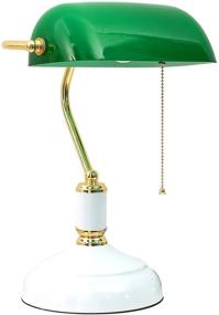 img 4 attached to Vintage Handmade Green Glass Bankers Lamp with Pull Chain Switch – Traditional Table Light for Office, Library, Antique Style Desk Lamps