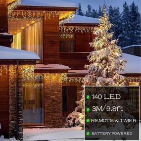 img 3 attached to 🎄 Captivating Outdoor Christmas Icicle Lights: Battery Powered Winter Décor for Window Curtains, Xmas Weddings, and Holidays (9.8ft, Warm White)