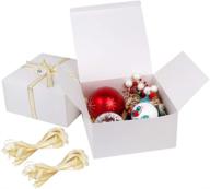 🎁 ourwarm 20 pack christmas kraft gift boxes with lids 8x8x4 inch - ideal for bridesmaid proposals, wedding favors, birthdays, christmas gifts, and crafting - easy to assemble white cardboard boxes logo