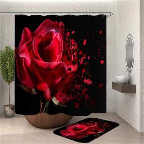 img 3 attached to 🌹 Red Rose Shower Curtain Sets: Waterproof, Durable, & Stylish Bathroom Decor with Floral Petals Falling Pattern