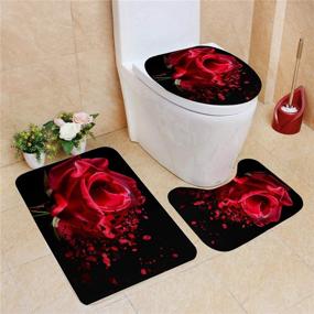 img 2 attached to 🌹 Red Rose Shower Curtain Sets: Waterproof, Durable, & Stylish Bathroom Decor with Floral Petals Falling Pattern