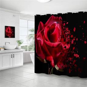 img 1 attached to 🌹 Red Rose Shower Curtain Sets: Waterproof, Durable, & Stylish Bathroom Decor with Floral Petals Falling Pattern