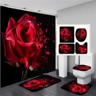 🌹 red rose shower curtain sets: waterproof, durable, & stylish bathroom decor with floral petals falling pattern logo