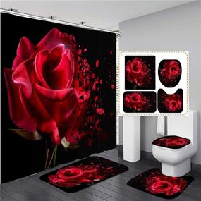 img 4 attached to 🌹 Red Rose Shower Curtain Sets: Waterproof, Durable, & Stylish Bathroom Decor with Floral Petals Falling Pattern