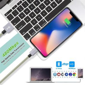 img 1 attached to 📱 4-Pack GoldGrey iPhone Charger Lightning Cable - High-Speed Nylon Braided USB Charging Cable with Data Sync Transfer - Compatible with iPhone Xs Max/X/8/7/Plus/6S/6/SE/5S