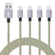 📱 4-pack goldgrey iphone charger lightning cable - high-speed nylon braided usb charging cable with data sync transfer - compatible with iphone xs max/x/8/7/plus/6s/6/se/5s logo