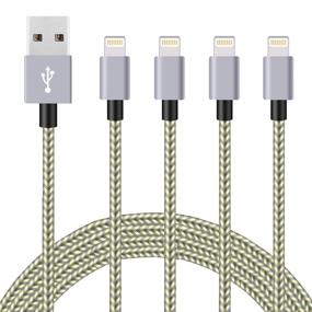 img 4 attached to 📱 4-Pack GoldGrey iPhone Charger Lightning Cable - High-Speed Nylon Braided USB Charging Cable with Data Sync Transfer - Compatible with iPhone Xs Max/X/8/7/Plus/6S/6/SE/5S